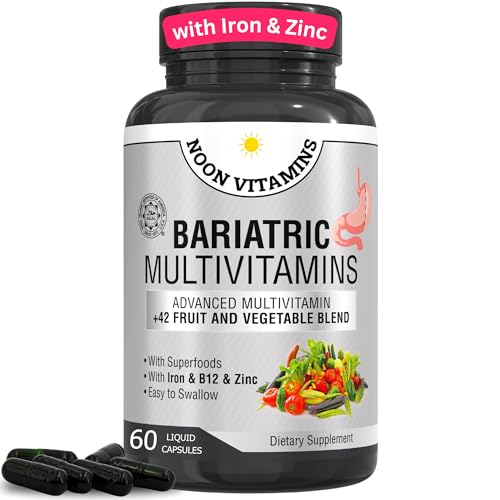 Bariatric Multivitamin with Iron for Women & Men - All-in-One 42 Superfood Blend for Energy & Immune Support - Post-Surgery Recovery, Easy-to-Swallow, Halal, Made in USA (60 Liquid Capsules)