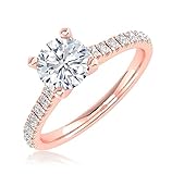 6 Carat 14K Rose Gold LAB GROWN Round Cut Diamond Prong Set Solitaire Diamond Engagement Ring Band Wedding Ring for Women (E-F Color VS1-VS2 Clarity) Size-5.5