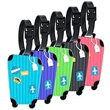 Storite Pack of 5 Luggage Tags, with Silicon Strap Travel Bag Tags for Easily Identification of Bags (Multicolour)