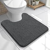 OLANLY Toilet Rugs U-Shaped 20x20, Extra Soft Absorbent Chenille Contour Bathroom Rugs for Toilet, Dry Quickly, Machine Washable, Non-Slip Bath Mat, Dark Grey