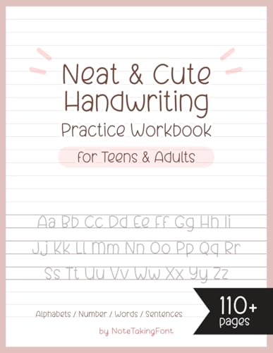 Neat and Cute Handwriting practice Workbook for adults and Teens: Improve your handwriting skill & Practice with Monoline lettering Practice Page, ... worksheet for adults, My MelonSoda font