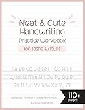 Neat and Cute Handwriting practice Workbook for adults and Teens: Improve your handwriting skill & Practice with Monoline lettering Practice Page, ... worksheet for adults, My MelonSoda font