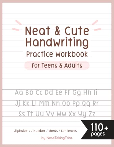 Neat and Cute Handwriting practice Workbook for adults and Teens: Improve your handwriting skill & Practice with Monoline lettering Practice Page, ... worksheet for adults, My Strawberry font