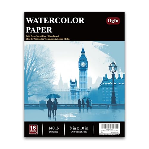 Watercolor Paper Pad - 140lb/300gsm Cold Press Textured Sheets, Acid-Free for Artists/Students
