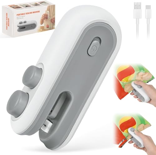 Chillyfit Sealing Machine,Mini Portable Packet Sealer,Sealing Machine For Plastic Packaging Bag,Sealer For Plastic Bags,Food Vacuum USB Packing Cover Heat Seal Machine For Kitchen,Home-1 Year Warranty