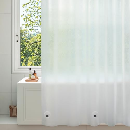 Seenus Waterproof Fabric Shower Curtain Liner with Weighted Magnets, Neutral Cloth Shower Curtain for Bathroom, Soft Hotel Quality Shower Liner, Machine Washable