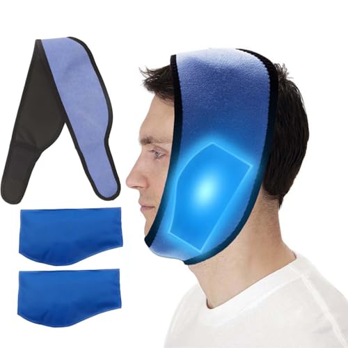 Adjustable Wisdom Teeth Ice Pack Head Wrap, Full-Coverage Gel Ice Pack (Two Gel Packs), Relieves Swollen, Inflamed, Reduces Swelling in The Oral, Facial, Support Post-Op Cold Therapy