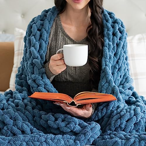 SAMIAH LUXE Chenille Chunky Knit Blanket Throw