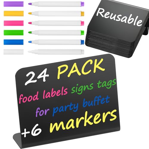 Herda 12 Pack 4"x3" Mini Chalkboard Signs for Birthday, Bakery, Wedding - Table Food Tags, Place Cards, Message Board