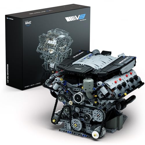 Nifeliz V8 Engine Building Set, Exclusive Advanced Collector's Engine Model, Physical Science Experiment Toy for Adults, Home or Office Décor (2725 PCS, NF10287)