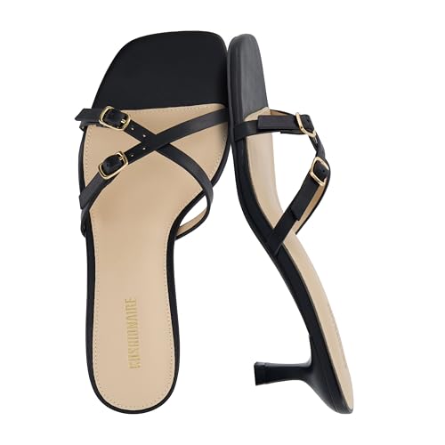 CUSHIONAIRE Women's Milan Kitten Heel Sandals +Memory Foam, Wide Widths Available