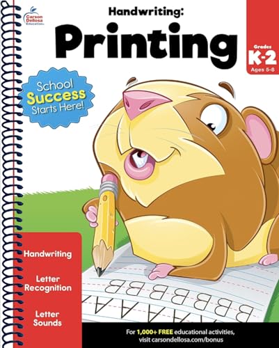 Carson Dellosa Kids Handwriting Workbook for Practice Printing and Letter Tracing Uppercase and Lowercase Alphabet, Preschool and Up (Brighter Child: Grades K-2)