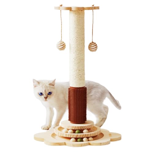 KHALOR Cat Scratching Post, 4 in 1 Wooden Cat Scratcher Toy