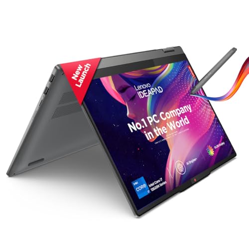Lenovo IdeaPad 5 2-in-1 Convertible Laptop, Intel Core i7-13620H, 13th Gen, 16GB RAM, 512GB SSD, WUXGA OLED 400Nit, 14"/35.5cm, Windows 11, Office Home 2024, Grey, 1.5kg, 83KX004RIN, FPR, 1Yr ADP Free