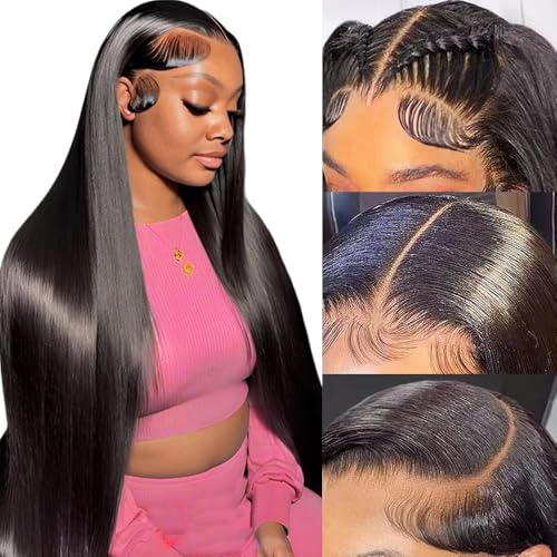 MUNONG 30 Inch 13x6 Lace Front Wigs Human Hair 200 Density Straight HD Lace Front Wigs Pre Plucked Straight Glueless Human Hair 13x6 HD Frontal Human Hair Wig for Women