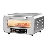 Kenmore Indoor Electric 12 inch Pizza Oven - 750°F High Heat for Wood Fired Style, 5 Presets, Pizza Stone & Peel, Stainless Steel Four a Pizza Electrique