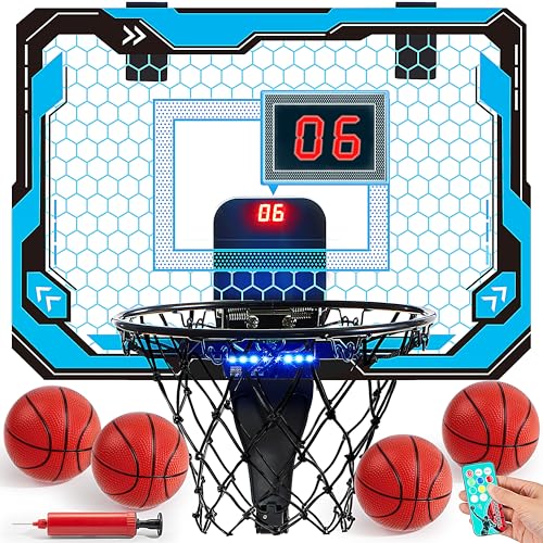 SYNCFUN Indoor Mini Basketball Hoop for Kids, Door Room Basketball Mini Hoop with 4 Balls, Basketball Sport Game Set, Birthday Gift Toy for Boys Girls Ages 3 and UP