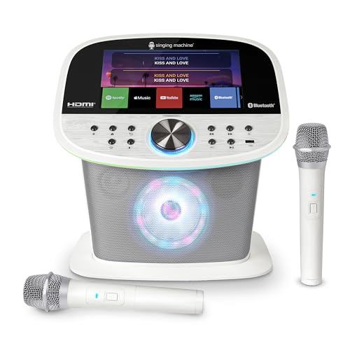 Singing Machine Platinum Plus Wi-Fi Karaoke Machine, 2 Wireless Microphones, Built-in Streaming Apps, 22 Voice Effects, Bluetooth