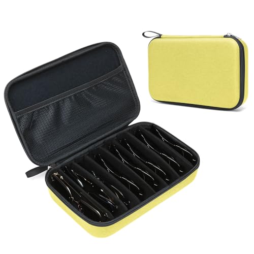 Bukere Travel Sunglasses Organizer Case Adjustable Slot For Multiple Eyeglasses Hard-shell Portable Storage Box for Men Women