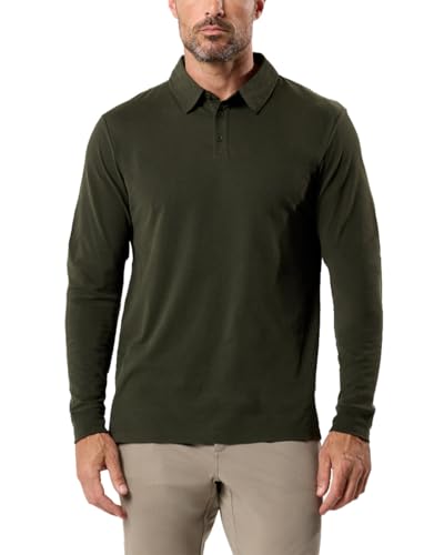 INTO THE AM Men’s Long Sleeve Polo Shirt S-4XL – Slim-Fit Collared Tee for Golf, Work & Casual, Cotton-Blend Comfort