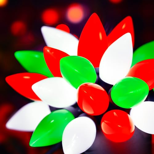 HAYATA C9 Big Bulbs Classic Christmas Lights 50 LED 32ft Strawberry String Light - Fairy Lighting for Outdoor, Indoor