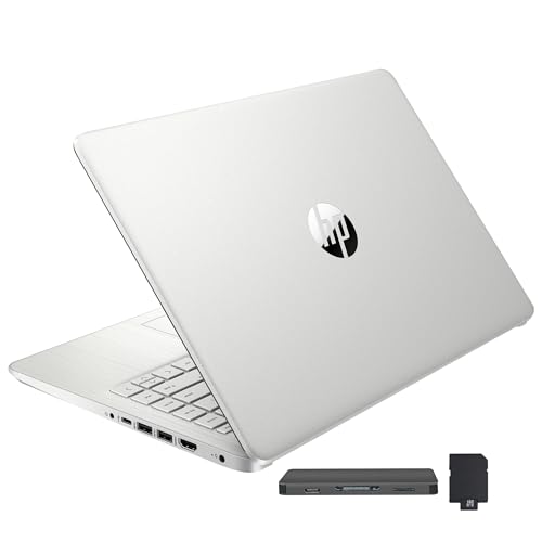 HP Stream 14" HD BrightView Laptop, Intel Celeron N4120, 16GB RAM, 288GB Storage (128GB eMMC + 160GB SSD Docking Station Set), Intel UHD Graphics, HD Webcam, Wi-Fi, 1 Year Office 365, Win 11 S, Silver