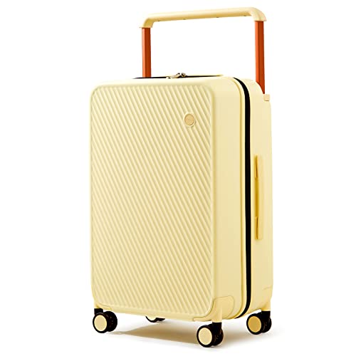 mixi Carry On Luggage Airline Approved Lightweight Luggage Wide Handle PC Hardshell Suitcases with Spinner Wheels & TSA Lock