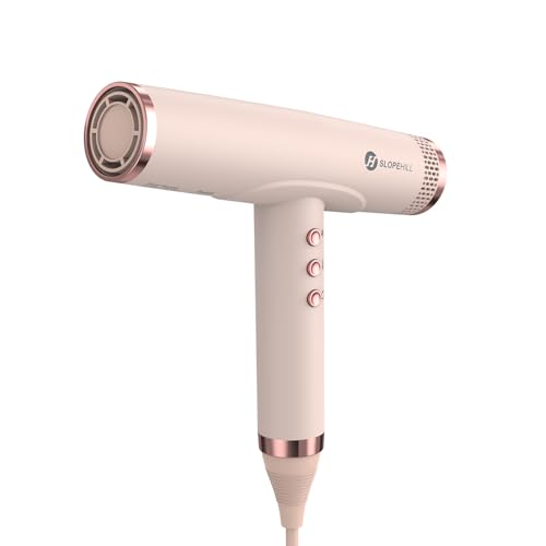 slopehill Professional Ionic Hair Dryer, High-Speed Blow Dryer with Brushless Motor for Salon Use, Lightweight Compact Hairdryer for Travel, Low Noise Quiet for Home, Ceramic Pink