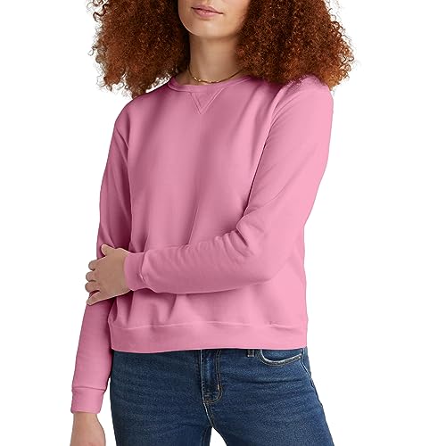 Hanes womens Crewneck Sweatshirt, Ecosmart Fleece Pullover With V-notch, Sweatshirt for Women