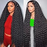 30 Inch 13x6 Deep Wave Lace Front Wigs Human Hair for Women HD Transparent Deep Curly Lace Frontal Wigs Human Hair Natural color