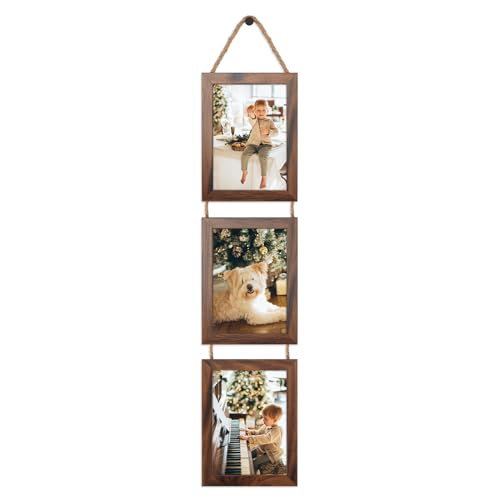 QUTREY 4x6 and 5x7 Hanging Picture Frames Collage, 3 Opening Vertical Picture Frames Set of 2 for Wall
