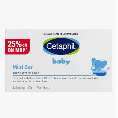 Cetaphil Baby Mild Cleansing Bar for Newborns & Babies 100 gm | With Shea Butter, Avocado Oil & Olive Oil | Gentle, Hypoallergenic, Pediatrician Recommended | Dry & Sensitive Skin