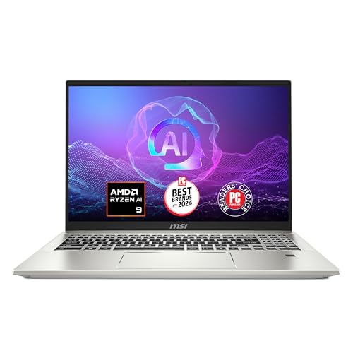 msi Prestige A16 AI+ (2024) 16” QHD+ Business Laptop: AMD Ryzen AI 9-365, Radeon Graphics, 32GB LPDDR5x, 1TB NVMe SSD, Type-C, WiFi 7, Win 11 Home: Urban Silver A3HMG-016US