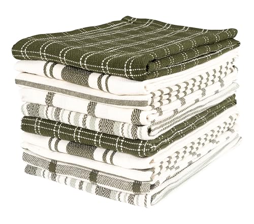 KAF Home Assorted Flat Kitchen Towels | 100% Cotton - 18 x 28 inches | Ultra Absorbent Soft Kitchen Tea Towels | Perfect for Cooking, Cleaning, and Drying Hands
