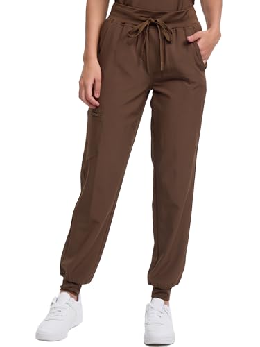 floralhue Scrubs for Women, Stretchy Yoga Pants with 5 Pockets, Cargo Jogger Scrub Pants for Women