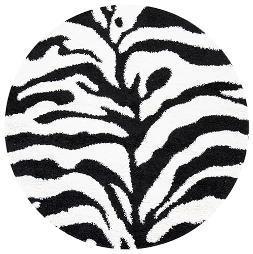 Safavieh Florida Shag Collection Runner Rug - 2'3" x 11', Ivory & Black, Zebra Print Design, Non-Shedding & Easy Care, 1.2-inch Thick Ideal for High Traffic Areas in Living Room, Bedroom (SG452-1290)