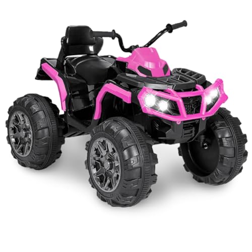 24V Ride-On Electric ATV, 4 Wheeler Quad, Ride on Toys for Kids with Bluetooth, Top Speed 6.5MPH, Treaded Tires, LED Headlights