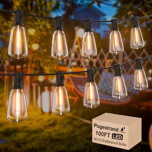 Pogestrand Outdoor String Lights LED Patio Lights String Lights for Outside Yard Porch Market Bistro Party Decor