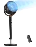 DREO Fan for Bedroom, 120° Oscillating Standing Fan, Quiet Floor Fan with DC Motor, 80ft Pedestal Fan for Room, 8 Speeds, 3 modes, 23dB, 120° Manual Vertical, 35-40" Adjustable Height, 8H Timer, Black