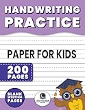 Handwriting Practice Paper for Kids: 200 Blank Dotted Line Pages: Perfect for Kindergarten, 1st, 2nd, and 3rd Grade Writing Exercises