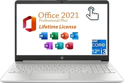 HP Pavilion 15.6" Touchscreen Laptop 2024 with Microsoft Office License & Win 11 Pro, Intel 12 Gen i3 Processor, 64GB RAM, 2TB SSD, Intel UHD Graphics, Bluetooth, Wi-Fi, Slive Mouse