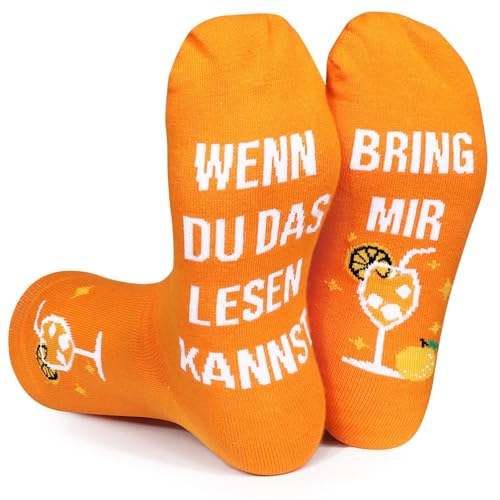 BOFUNX Orange Funny Socks - If You Can Read Bring Me Orange Juice Socks for Birthday Christmas New Year Carnival Gift 38-46, Colour: Orange., 38-46