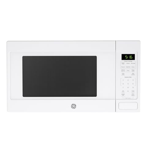 GE Countertop Microwave Oven, 1,150-watt Capacity, 1.6 Cubic Ft., 8 Auto Setting Cooking Settings, Child-Lock Technology, Kitchen Essentials for the Countertop, Dorm Room or Apartment, White