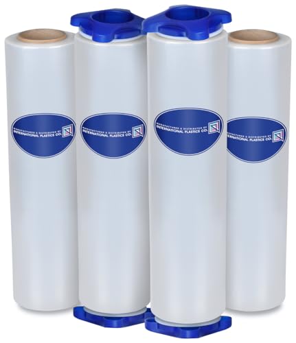 International Plastics Co. 15" Plastic Stretch Film/Wrap with Tension Handles 1200ft 500% Stretch Clear Durable Adhering Packing Moving Packaging Heavy Duty Shrink
