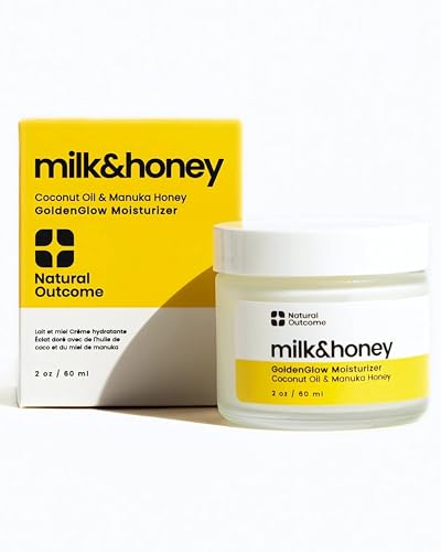 natural outcome Milk & Honey Cream Moisturizer – Coconut Oil & Manuka Hydrating Lotion, Vegan and Organic Body Cream, Face and Hand Cream, Cruelty-Free Honey Body Lotion