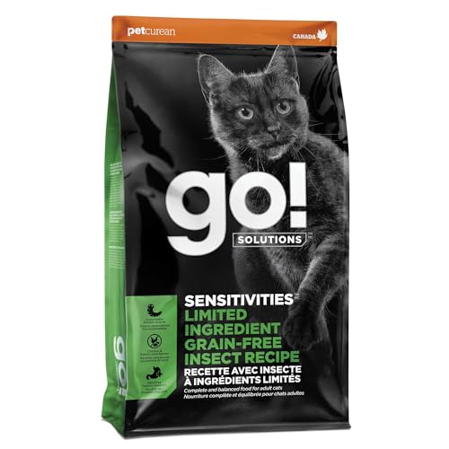Go! Solutions Sensitivities Limited Ingredients, Grain-Free Dry Cat Food, Insect Recipe for Sensitive Stomach, 6 lb Bag