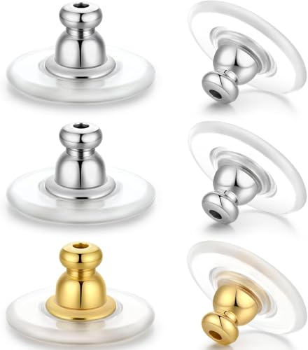 Moconar Locking Earring Backs for Studs, Hypoallergenic Secure Earring Backs Replacements for Earring Notch Post 0.027‘’-0.039‘’(07mm-10mm)