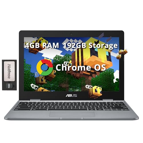ASUS Chromebook 11.6" HD Student Laptop, Intel Celeron N3350, 4GB RAM, 192GB Storage (32GB eMMC+160GB Docking Station), Intel UHD Graphics, HD Camera, Stereo Speakers, Chrome OS, Gray