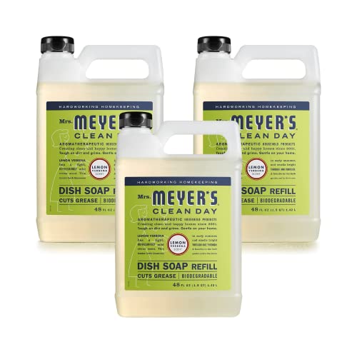 MRS. MEYER'S CLEAN DAY Liquid Dish Soap Refill, Biodegradable Formula, Lemon Verbena Variation