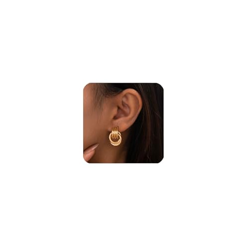 14K Gold Plated Knot Earrings for Women Gold Silver Earrings Heart Link Drop Dangle Earring Chunky Golden Knotted Statement Jewelry